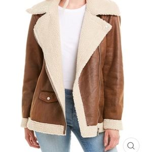 Avec Les Files Shearling Fleece Fur Faux Leather Biker Jacket Penny Lane Style